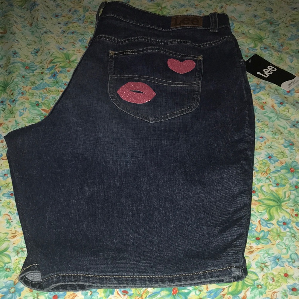 Lee blue  denim Bermuda custom shorts (18W)